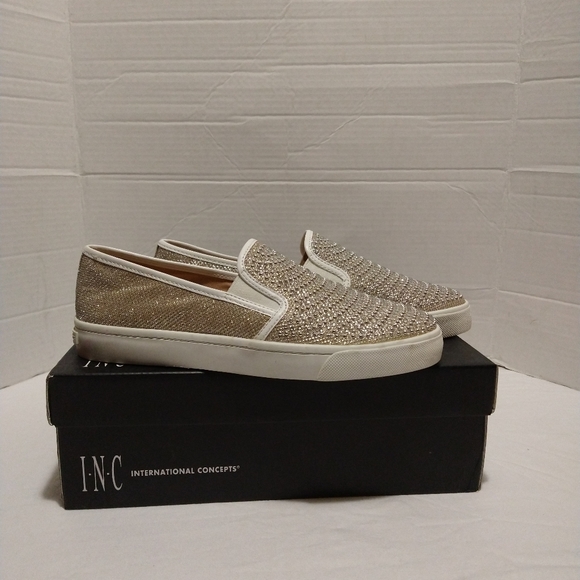 gold slip on tennis shoes